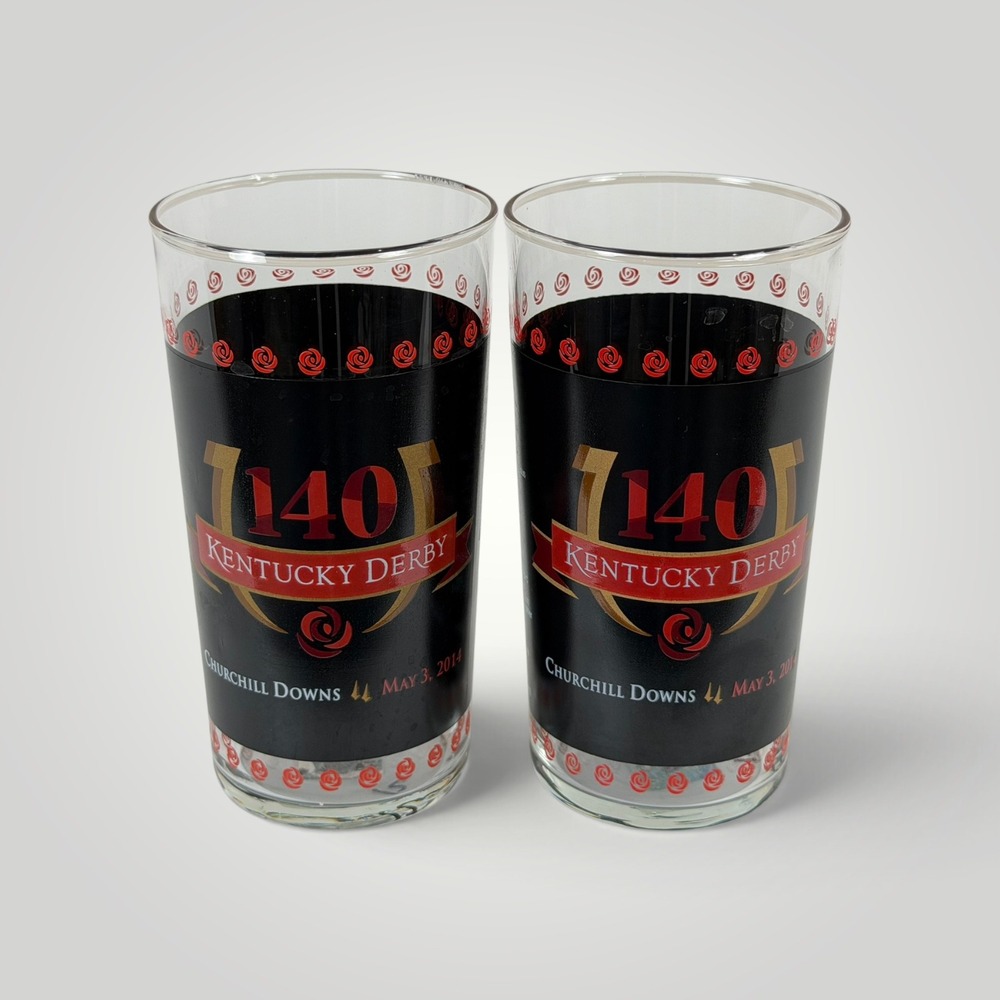 Set of 2 140th Kentucky Derby 2014 Mint Julep Glasses Churchill Downs Winners